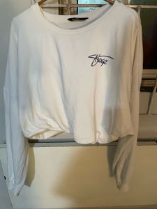 White Long Sleeve Cropped Top with Signature🤍🫶🏻
