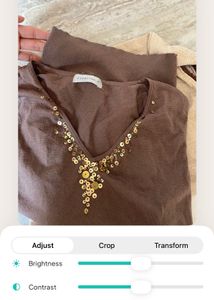 Brown V-Neck Embellished Tank Top