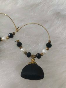 Elegant Black Tassel Hoop Earrings