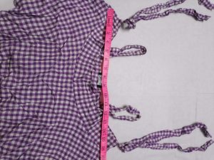 Purple Gingham Tie-Strap Crop Top