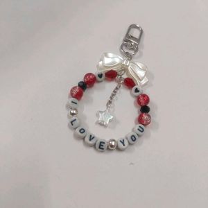 Handmade "I Love You" Beaded Keychain