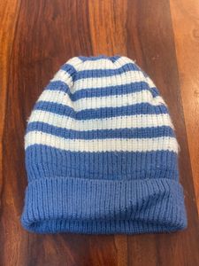 Blue & White Striped Beanie