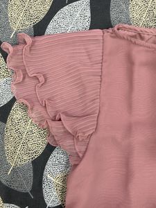 New-Chic Rose Pink Pleated Sleeve Top