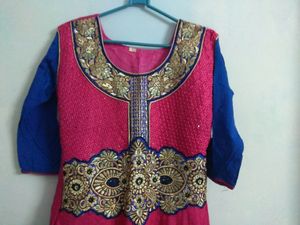 Pink And Blue Beatiful Long Dress For Women