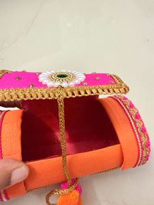 Vibrant Pink Embroidered Bangle Pouch