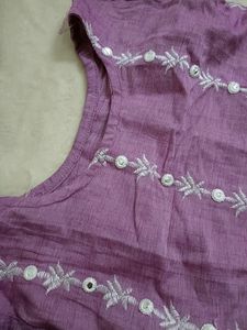 Beautiful Straight Kurti With Embroidery And Mirro