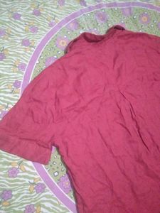 Red V-Neck Short Sleeve Top