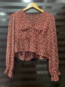 Chic maroon Floral Print Blouse