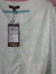 Elegant White &amp; Green Dress