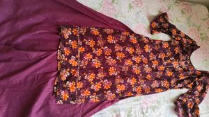 Floral Print Kurta &amp; Skirt Plazzo Set