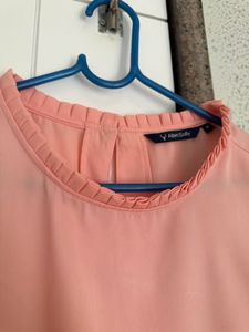Chic Peach Ruffled Neck Top