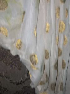 White Salwar Pants with Gold Printof 1