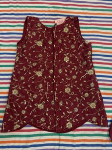Embroidered Maroon Lehenga Set