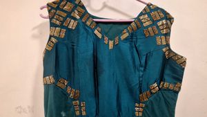 Elegant Teal Sequined Gown