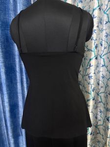 Chic Black Ruffle &amp; Bow Camisole Top