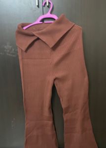 very thick woolen Collar Flare Pants