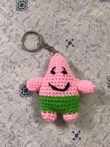 Crocheted Patrick Star Keychain