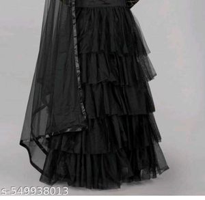 Black Tiered Lehenga Skirt