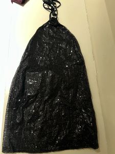 Sparkly Black Halter Dress