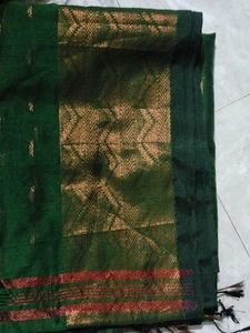 Green Saree with Gold Motifs