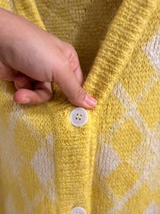 Vibrant Yellow Argyle Cardigan