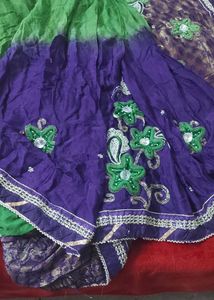 Purple and green ready to wear saree