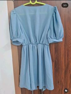 Light Blue Puff Sleeve Dress
