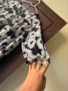 Black &amp; White Floral Midi Dress