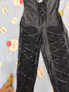 Black Strappy Punk Elastaine Jumpsuit