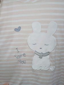 Striped Bunny Night Suit Set (Tshirt+Shorts)