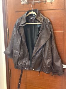 Brown Faux Leather Moto Jacket