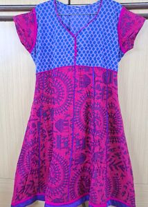 Elegant Pink &amp; Blue Anarkali Kurta