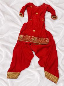 Vibrant Red Embellished Kurta Set