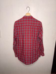 Men's Red Plaid Long Sleeve Shirt
