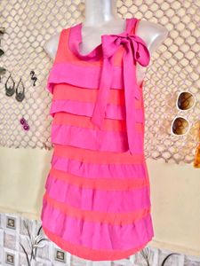 Pink &amp; Coral Tiered Bow Tank Top