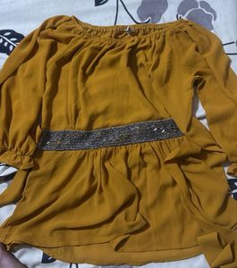 Stylish Mustard Off-Shoulder Top
