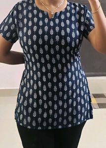 Stylish Navy Blue Printed Kurta