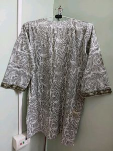 White Elegant Printed Kurti With Dupatta