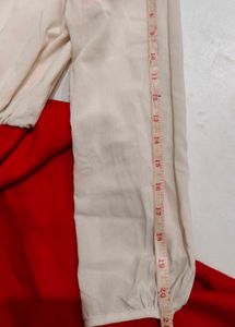 Chic Red &amp; Off-White Long Sleeve Dress