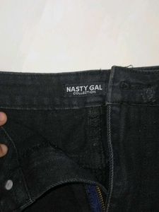 Distressed Black Denim Mini Skirt