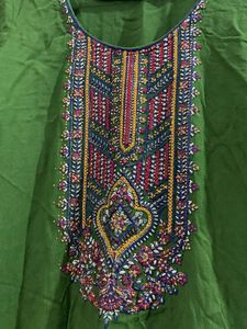 Pakistani Embroidered Green Kurta