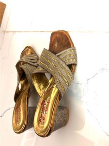 Elegant Embellished Gold Sandals