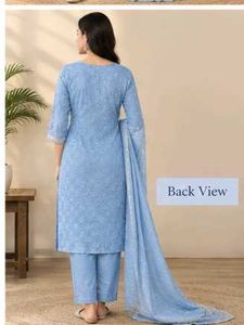 Women’s Light Blue Embroidered Straight Kurta Pant
