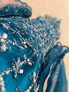 Navy Blue ethnic dress mirror work