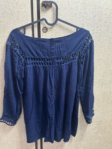 Stylish Blue Textured Tunic Top