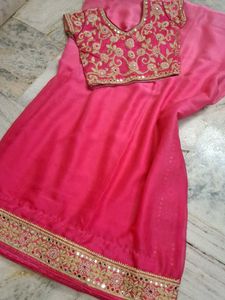 Pink Embellished Saree with Blouse