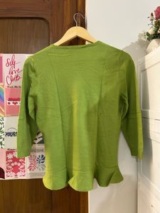 Lime Green Ruffled Hem Top