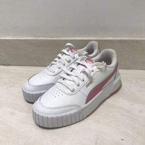 Puma White &amp; Pink Platform Sneakers