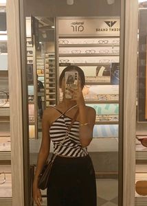 Trendy Striped Halter Crop Top