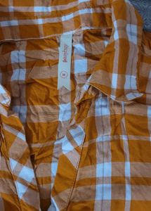 Orange Plaid Cropped Shirt
